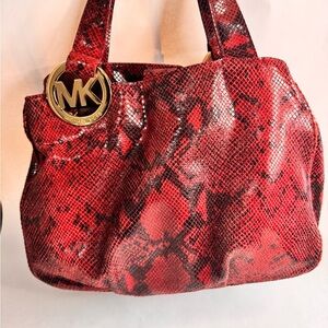 Michael Kors Fulton East West Tote in Red Snakeskin